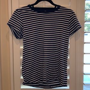 Navy blue and white stripe shirt